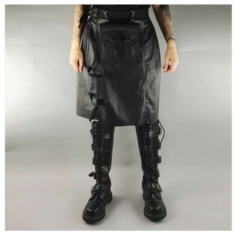 Black Gothic Biker Rock Star Steampunk Metal Scottish Kilt Skirt 